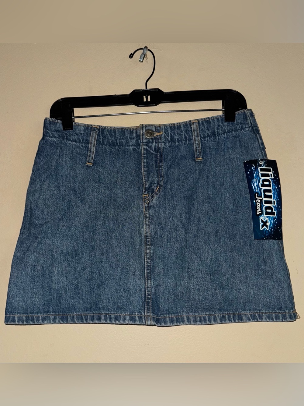 Vintage Liquid X Jeans Denim Mini Skirt Size 9 JR NWT!